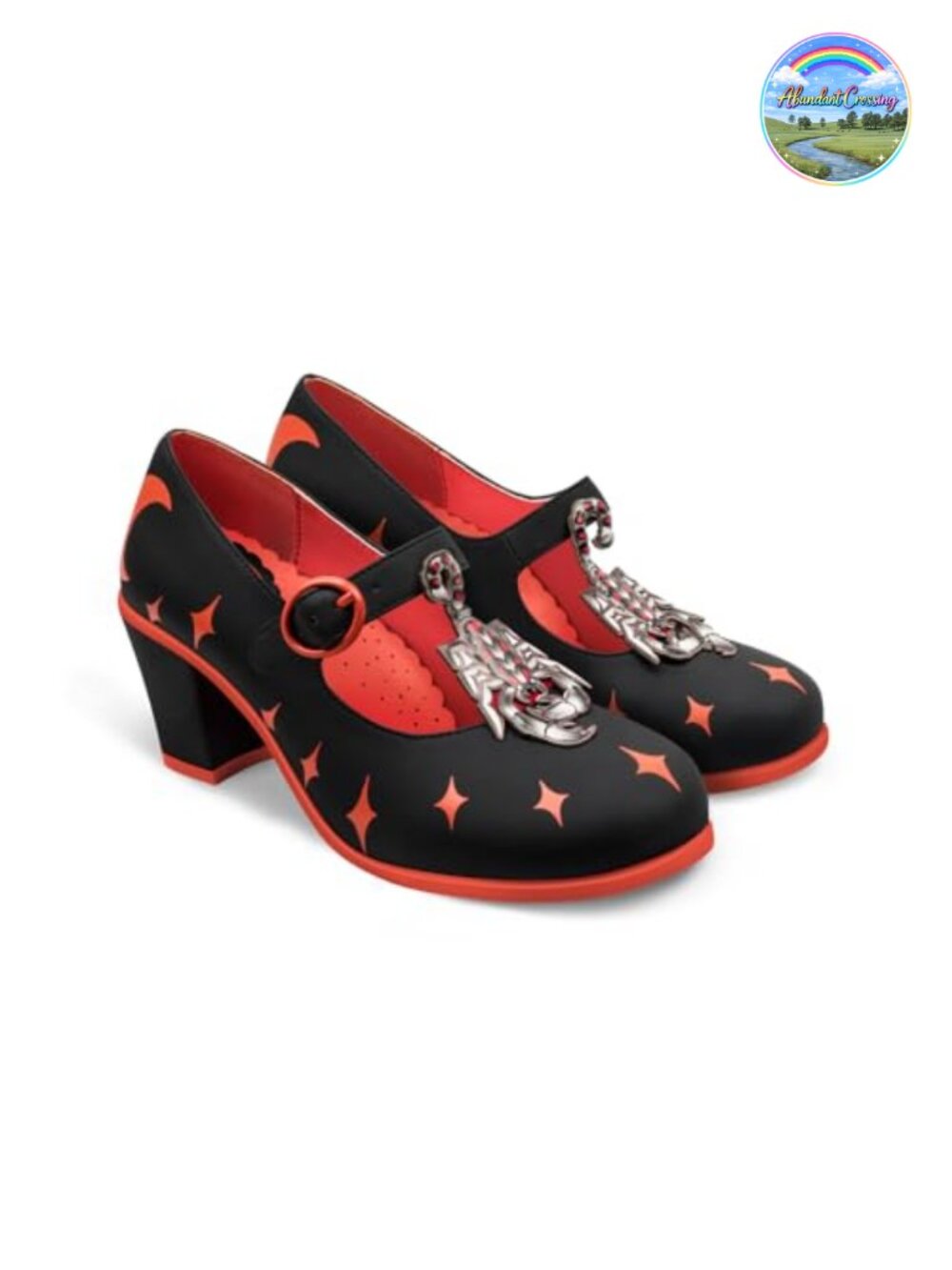 Women's Mid Heel Strap Pumps Canvas Rubber Sole Cushioned Block Heel